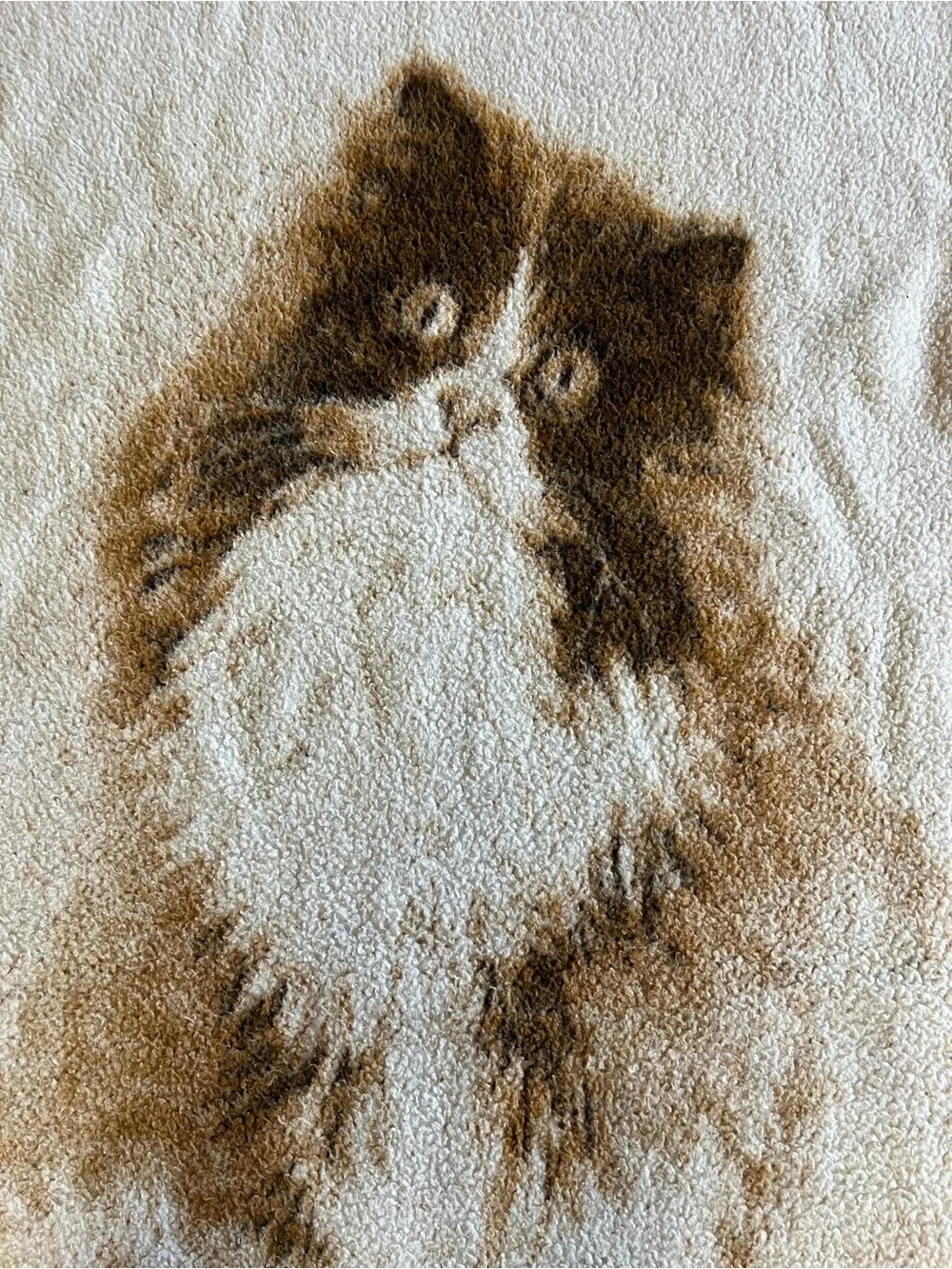 VTG BIEDERLACK Boho Cozy Cat Kitten Fleece Plush Throw Blanket 74x48 Brown Cream